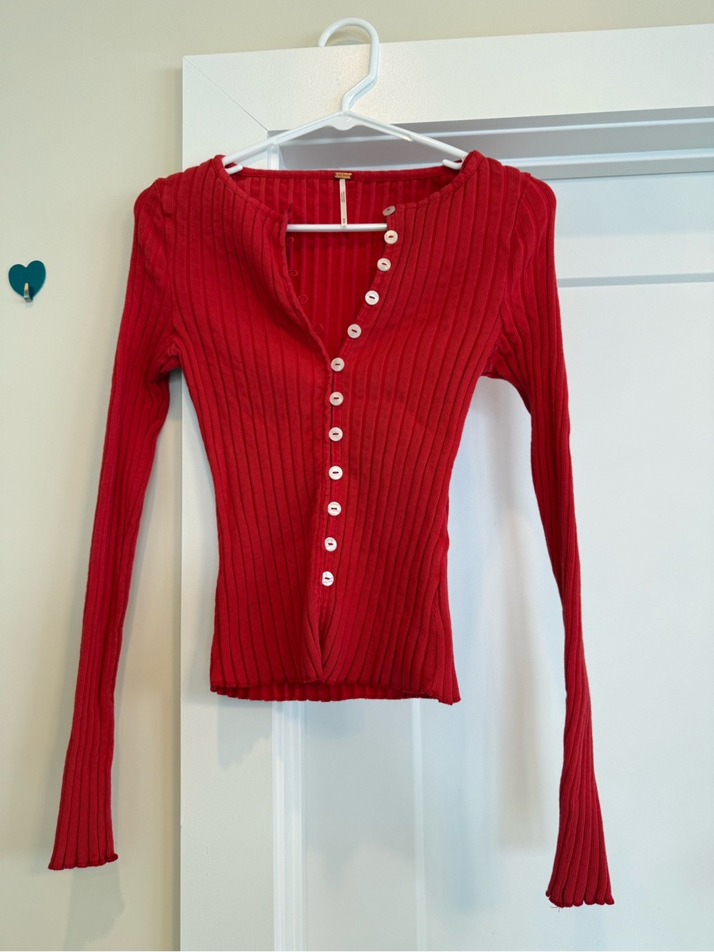 Free People Tilly Long-Sleeve Cardi in High-Risk Red Size M